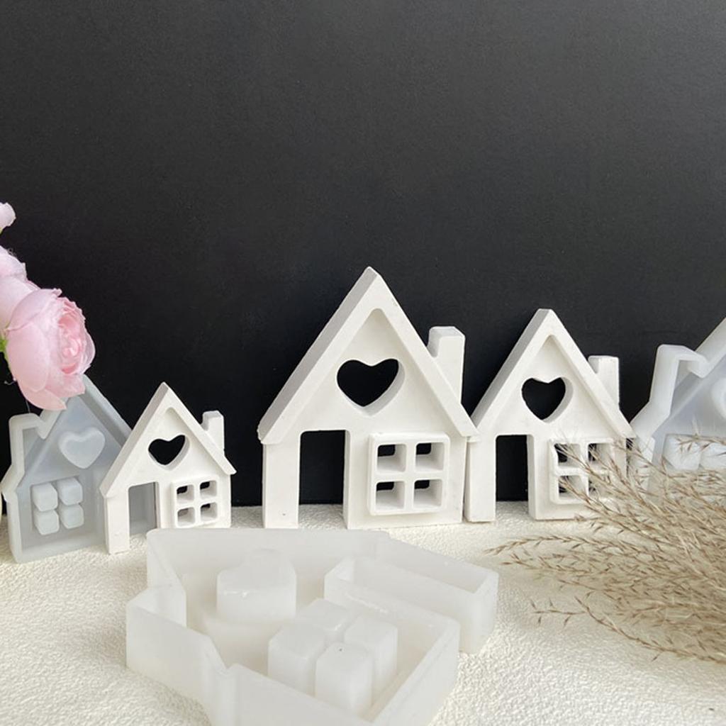 Home Candle Resin Mold House with Chimney Silicone Mould Handmade Scented Candle Epoxy Molds for DIY Chocolate Decor