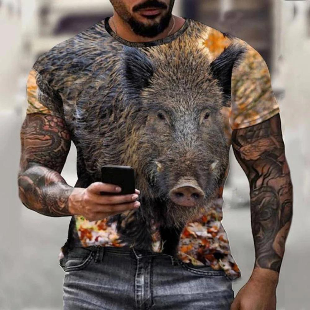 

Men s 3D Muscle Bear Illusion Print T-Shirt, Summer Round Neck T-Shirt XL