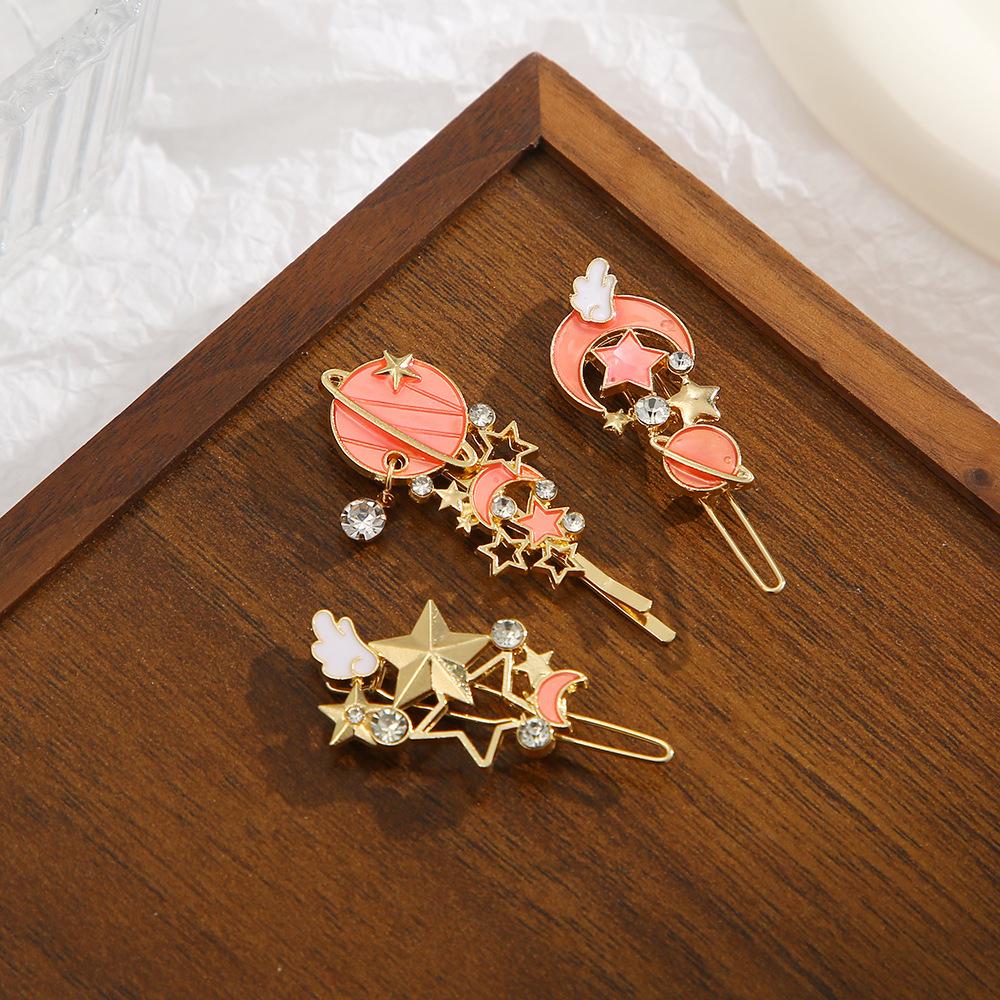 3 шт./1 набор Милые Синие Звездные Крылья Блестящие Заколки для Волос Боковые Челки Заколки Аксессуары для Волос для Подростка Девочки Вечеринки Подарок розовый