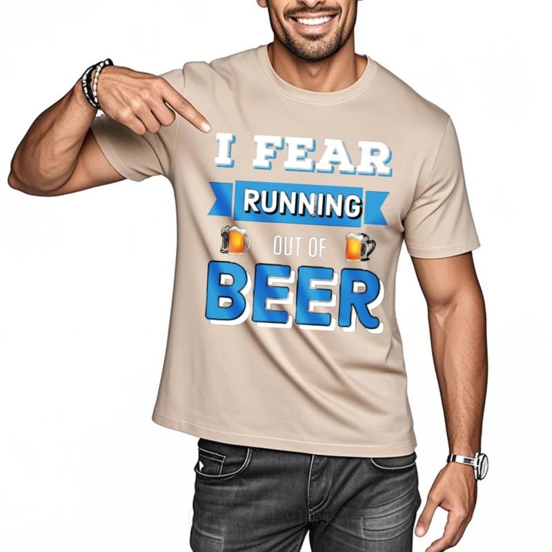 Minimalist Tshirt Plus Size Tshirt Crew Neck Tshirt Daily Wear I Fear Running Out Of Beer Retro Boys Tees Quick Dry Shirt
