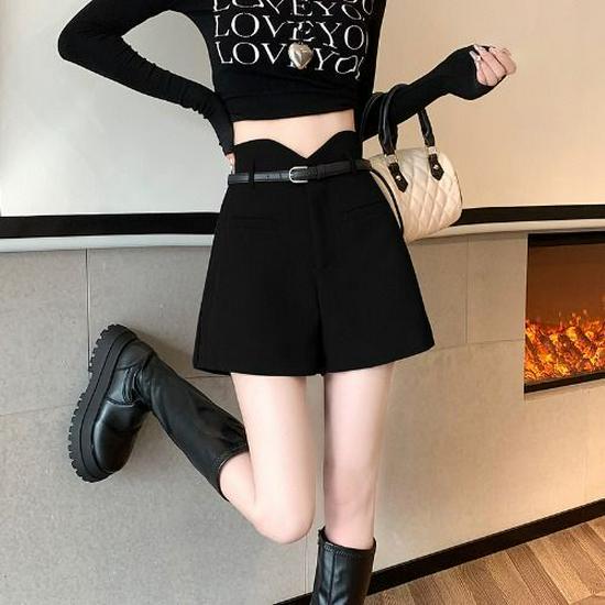 Women's High-Waisted A-Line Wide-Leg Pants - Autumn/Winter Casual Slimming Suit Shorts
