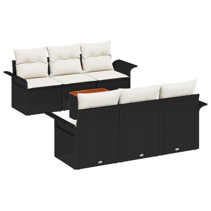 VidaXL Ensemble de 7 Pièces de Canapé de Jardin avec Coussins Noir Poly Rotin 3347271
