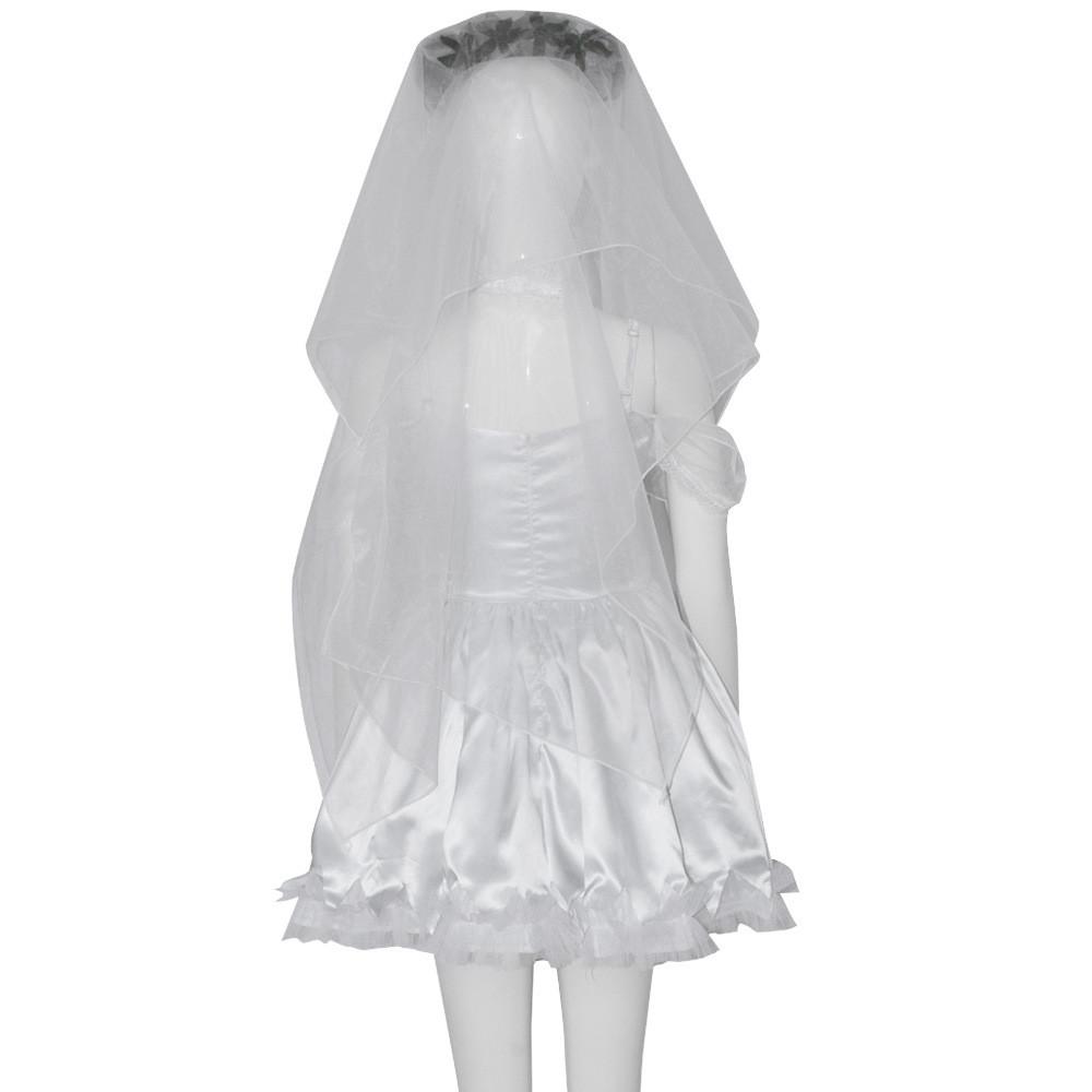Halloween Ghost Bride Costume With Tulle Fabric For Cosplay And Themed Parties