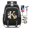 26 English Letters Black Backpack Cosplay Canvas Rucksack Children Kids Schoolbag Travel Bag Back To School Bookbag