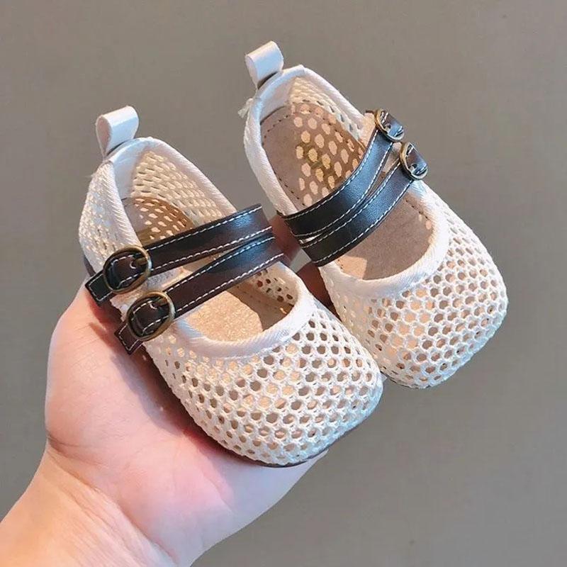 Children's Shoes Korean Girl Princess Shoes Breathable Hollow Net Sandals Children 1-2 Years Old Soft Sole Toddler Shoes