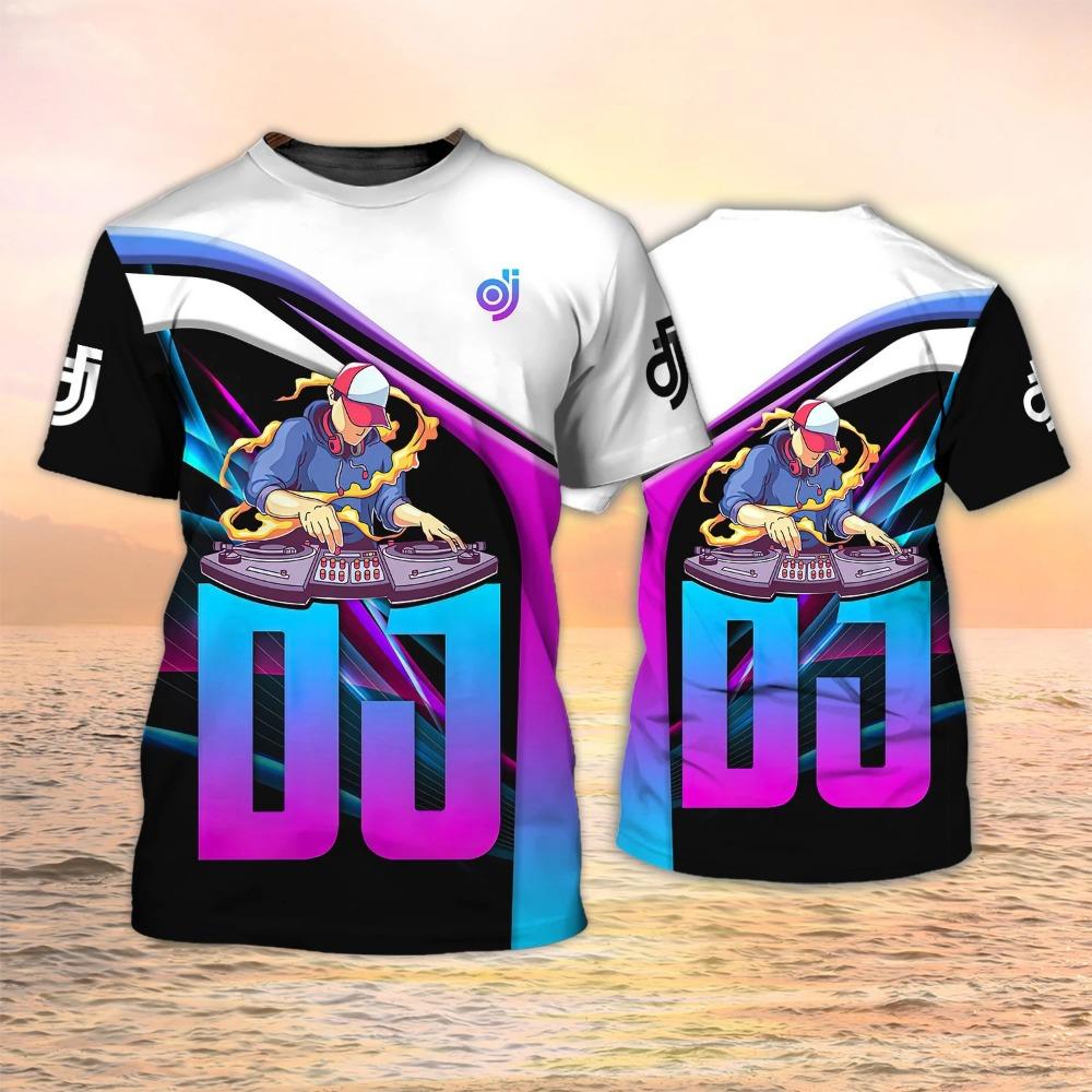Mode DJ Rockmusik T-Shirt für Männer Street Trend Hip Hop Harajuku Kurzarm Freizeit Rundhalsausschnitt Übergroßes T-Shirt Sommer T-Shirts