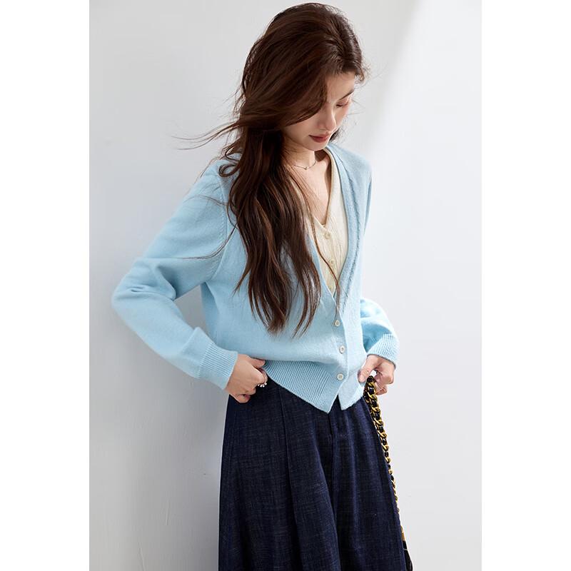 VICTORIA&VERA Women's Faux Two-Piece V-Neck Knit Cardigan