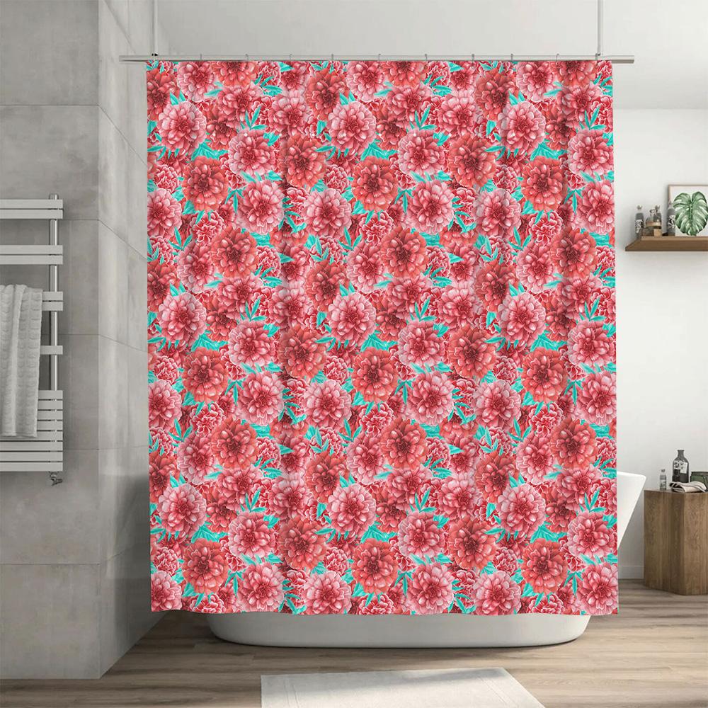 Japanese Style Floral Shower Curtain Bathing Room Decorative Fabric Waterproof Polyester 3D Printing Shower Curtains For Bathroo