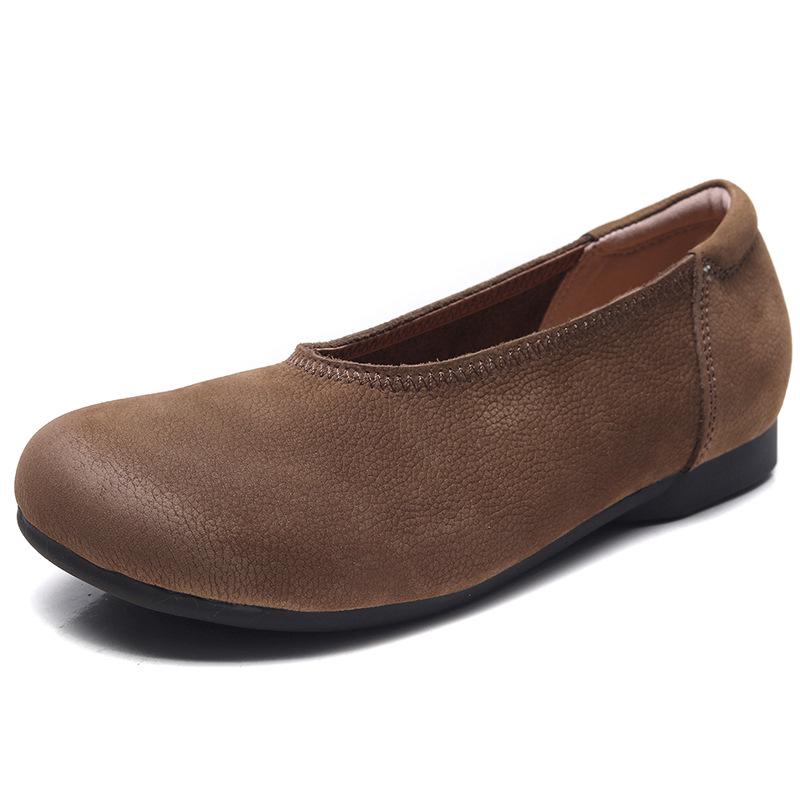 Leather women s single shoes light mouth retro casual versatile women s shoes four seasons shoes round head 1688-1 35 верблюд 5590₽