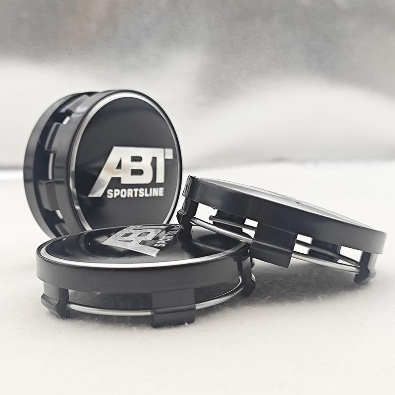 4pcs/set 60mm ABT SPORTSLINE Logo Car Emblem Wheel Hub Center Cap Badge Covers With Black Base For Car Universal Accessories
