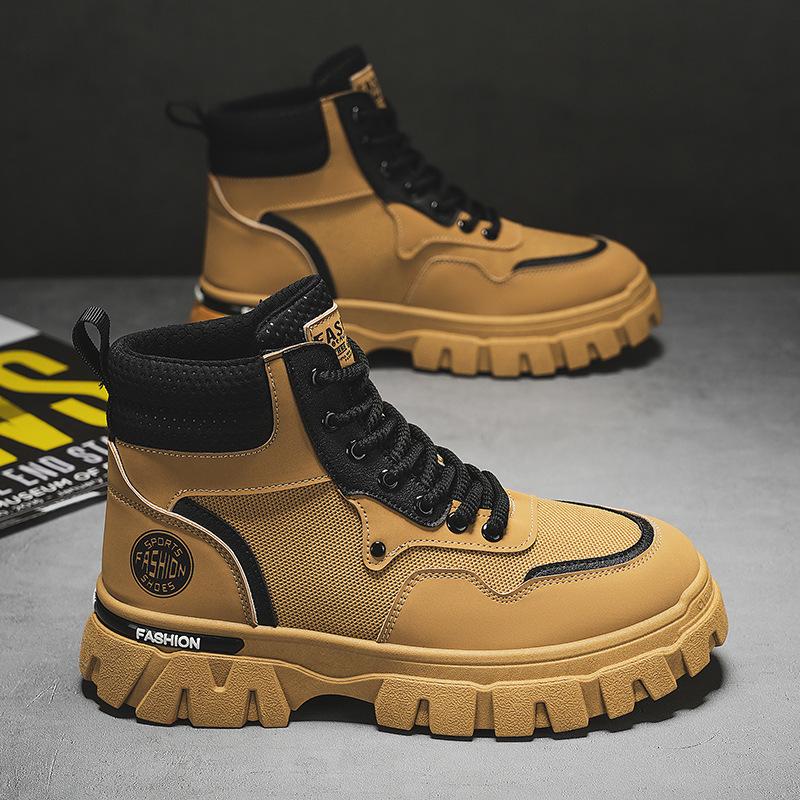 

Men s shoes autumn 2024 new men s Martin boots trendy versatile tooling shoes non-slip and wear-resistant thick-soled high-top boots 39