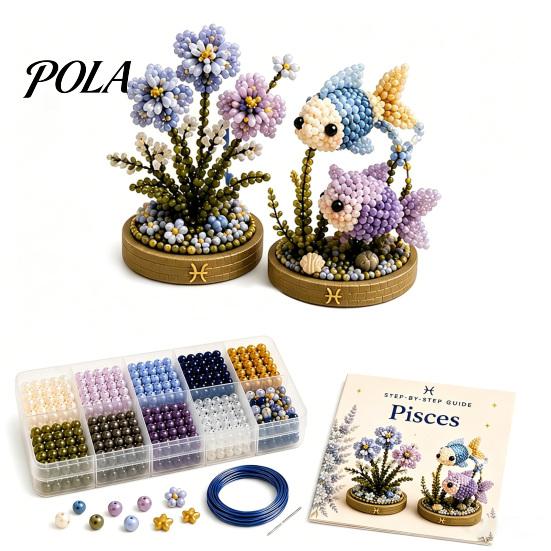 12 Tierkreiszeichen Perlen Bastelset, DIY Perlen Garten Set, 3D Perlen Astrologie Blume Set mit Vorsortierten Perlen Werkzeugen, Perlen Bastelprojekt für Anfänger