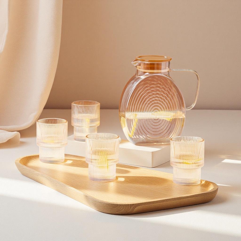 Carafa mare de apă din sticlă cu capac – Vas din sticlă borosilicată pentru frigider și uz casnic