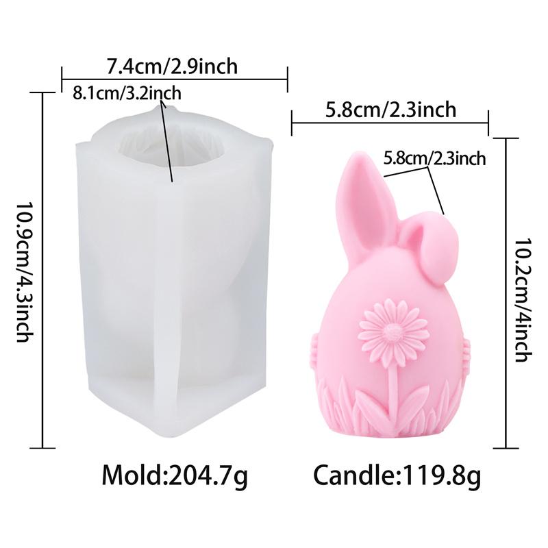 Niedliche 3D Osterhase Eiform Kerzenform DIY Blumengeprägte Tier Gips Dekorationswerkzeug Festivals Basteln Oster-Thema