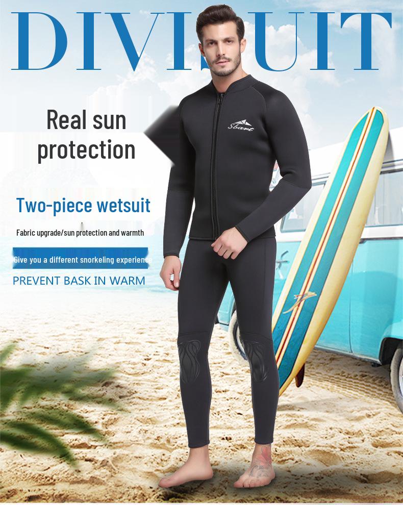 Men's 5mm Thick Wetsuit Jacket for Winter Surfing, Swimming, and Snorkeling.