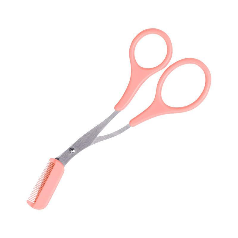 Stainless Steel Eyebrow Trimmer & Comb Scissors - Titanium Makeup Tool