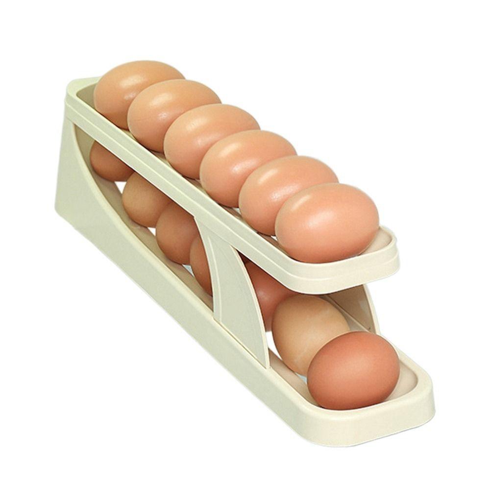 

Dedicated Egg Rolling Storage Rack Plastic Egg Storage Box Automatic Scrolling Egg Rack Household бежевый