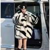 Zebra-Print Kunstpelzmantel mit übergroßem Revers Damen Streetwear Chic Winter Oberbekleidung
