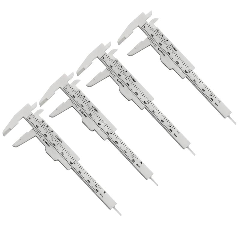 4PCS 80 mm Mini Plastic Calipers Verniers Calipers Double Scale Sliding Gauges Measuring Tool Student Office Use