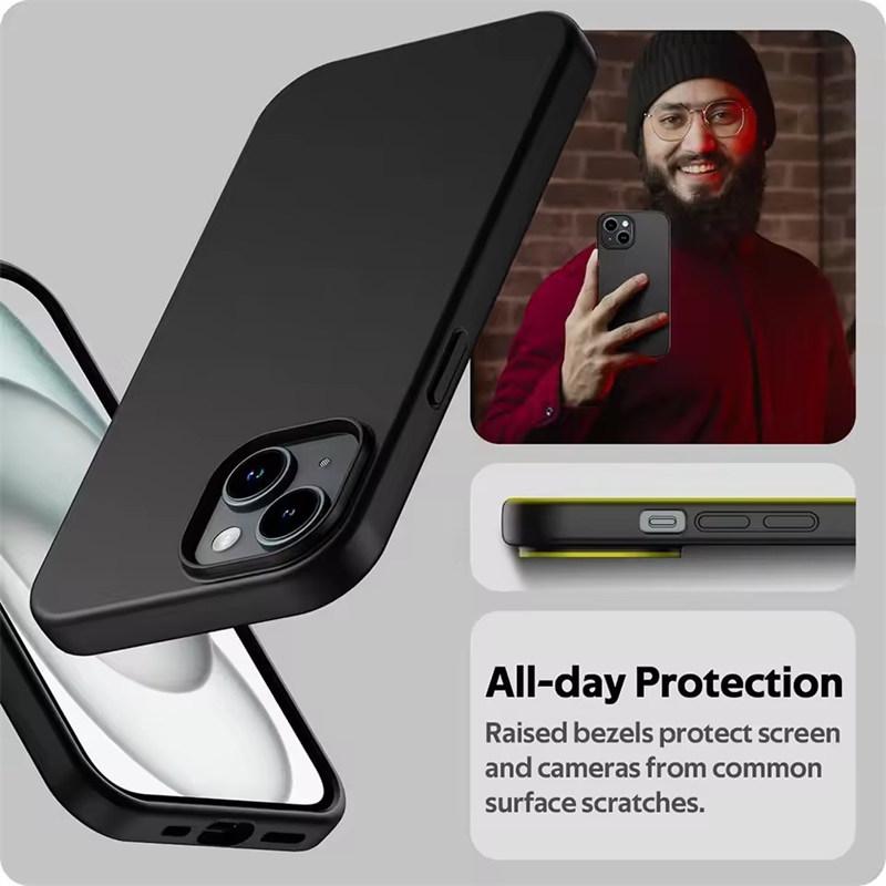 Luxusní matný silikonový měkký obal pro iPhone 17 Air 16 15 14 Plus 13 12 Mini 11 Pro Max XR XS 7/8 Ultratenký pevný černý kryt