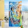 Bluey's Soccer Fun Customize Text Beach Towel Super Soft & Absorbent