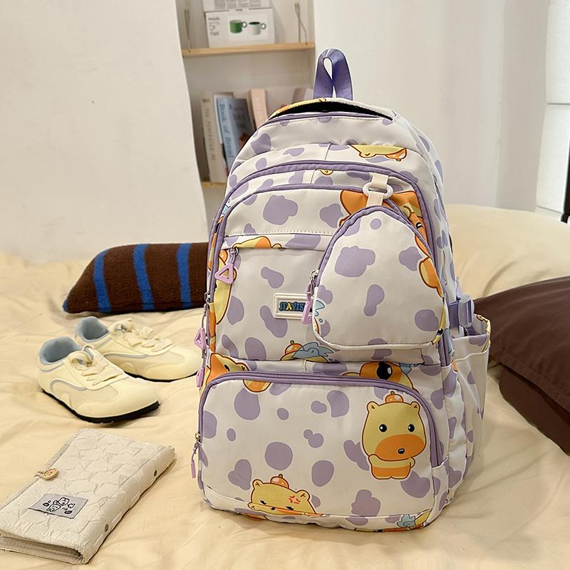 Cartoon Student Schoolbag Large Capacity Lightweight Women's Backpack with Coin Purse