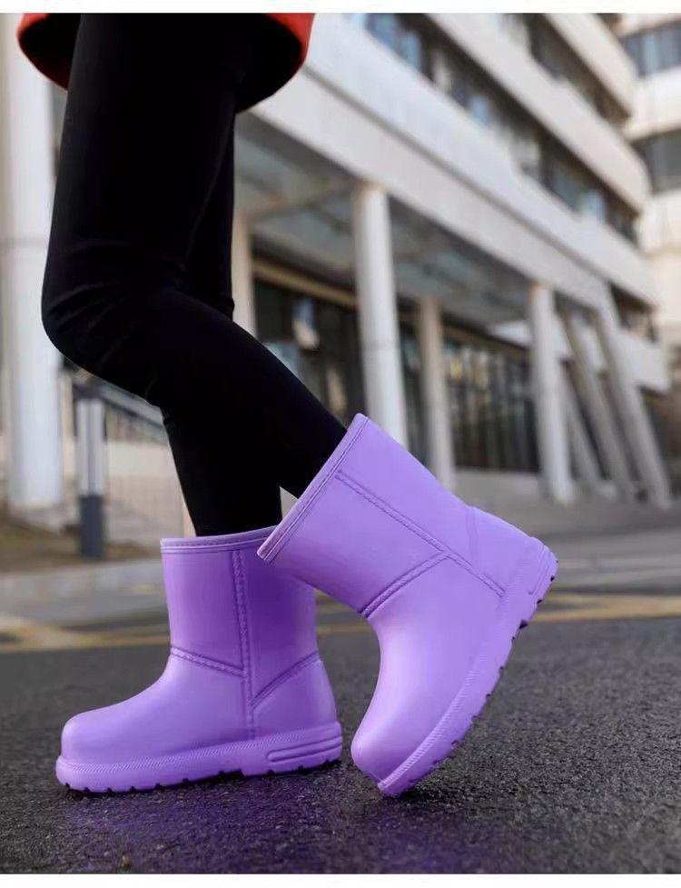 Women's Waterproof Fleece-Lined Snow Boots - Mid-Calf, Non-Slip, Warm, Height-Increasing, Comfortable