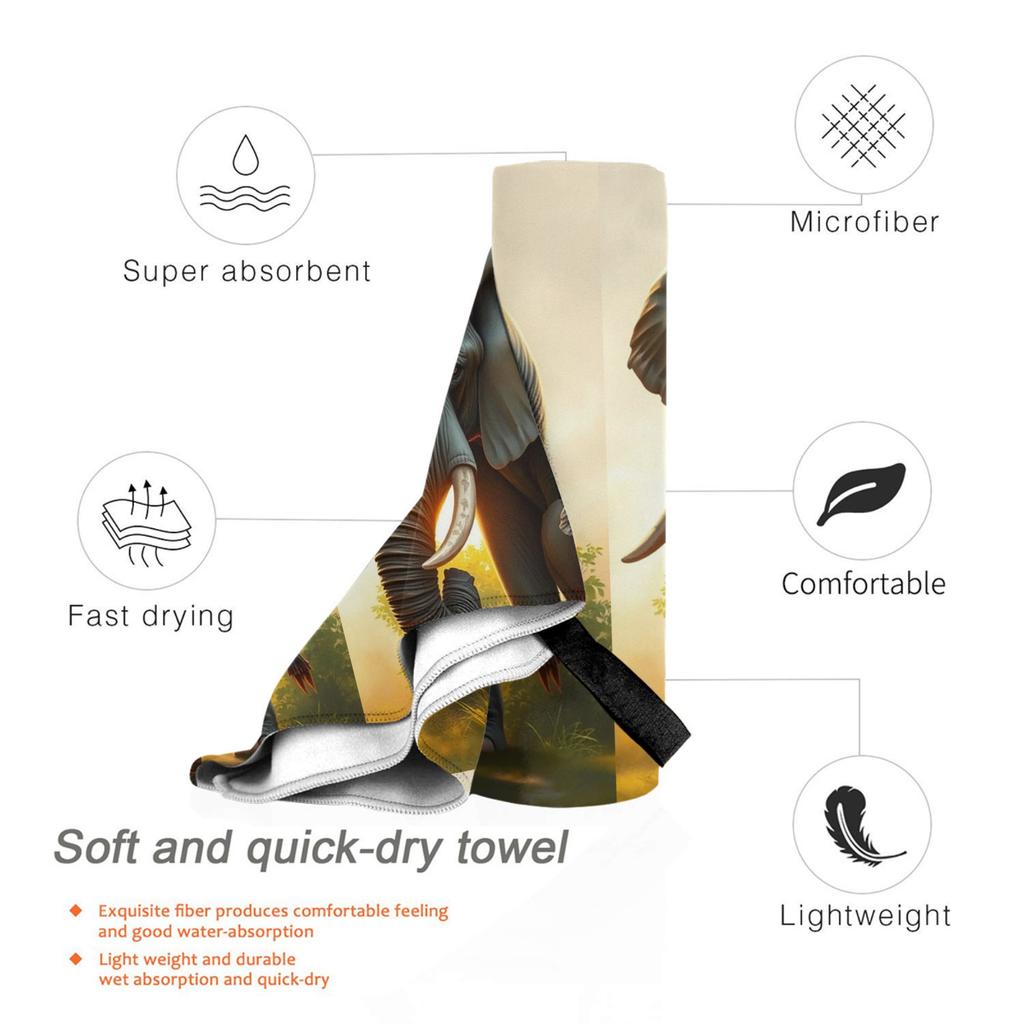 A Majestic Elephant With Her Baby Elephant Beach Towel Soft Microfiber Quick Dry Absorbent Quick Towels For Bath