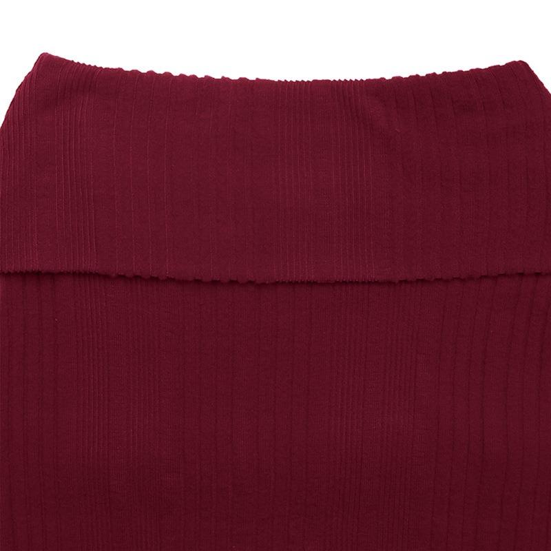 Women's Fashion Casual Solid Color Print Autumn Winter Long Sleeve One Shoulder Skirt Suits