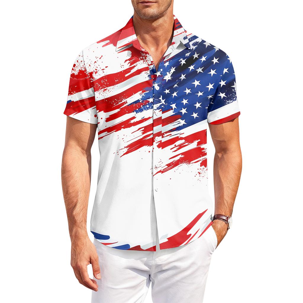 Men's Casual Short-Sleeve Collared Shirt