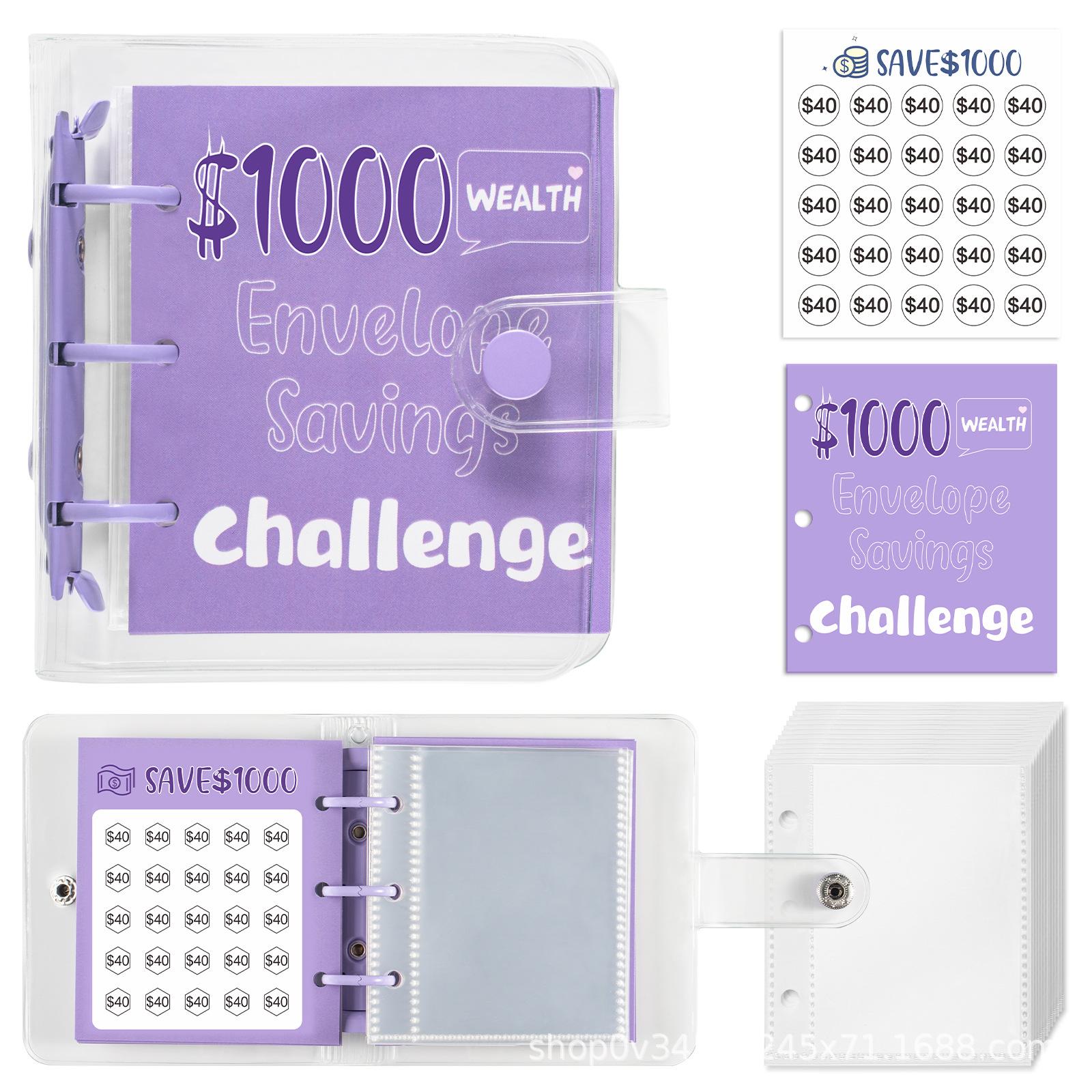 

PVC Savings Challenges Book Mini Mini Budget Binder Fun Way Money Saving Binder Save Money 1000 фіолетовий