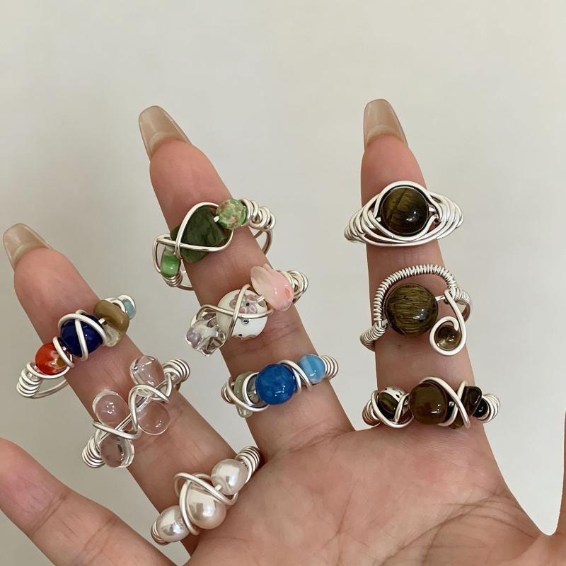 Vintage-inspired Rings with Multicolor Crystal and Tiger Eye Stone Accents Perfect for Special Occasions