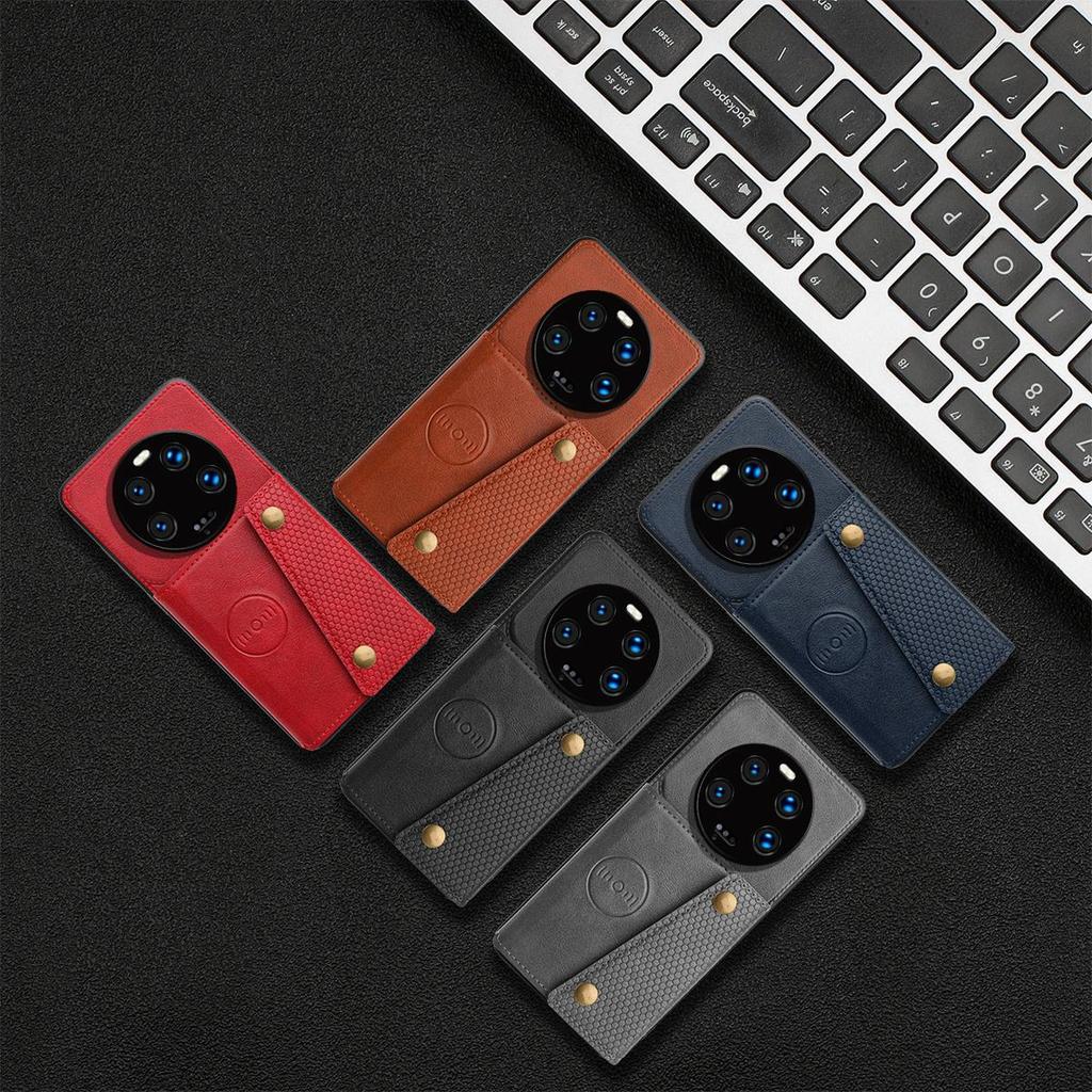 PU Leather Wallet Phone Case for Xiaomi 13 Ultra Multiple Card Slots Dual Metal Button Closure Shockproof Full‑Body Protective Cover