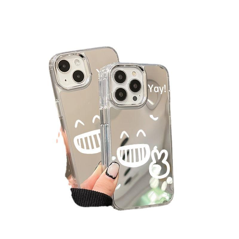 Fun expression bag mirror surface is suitable for iPhone17 mobile phone case 16pro electroplating button x Apple 13 all-inclusive 14