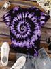 Women's gradient tie-dye short-sleeved T-shirt print, breathable crew neck casual top