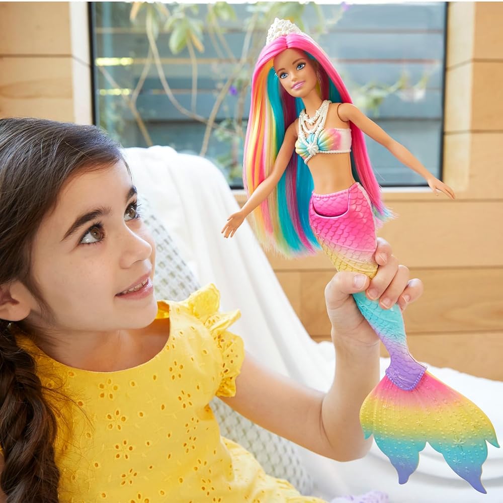 Barbie Rainbow Magic Color Changing Mermaid Doll Set with House and Accessories for Ages 3 and Up