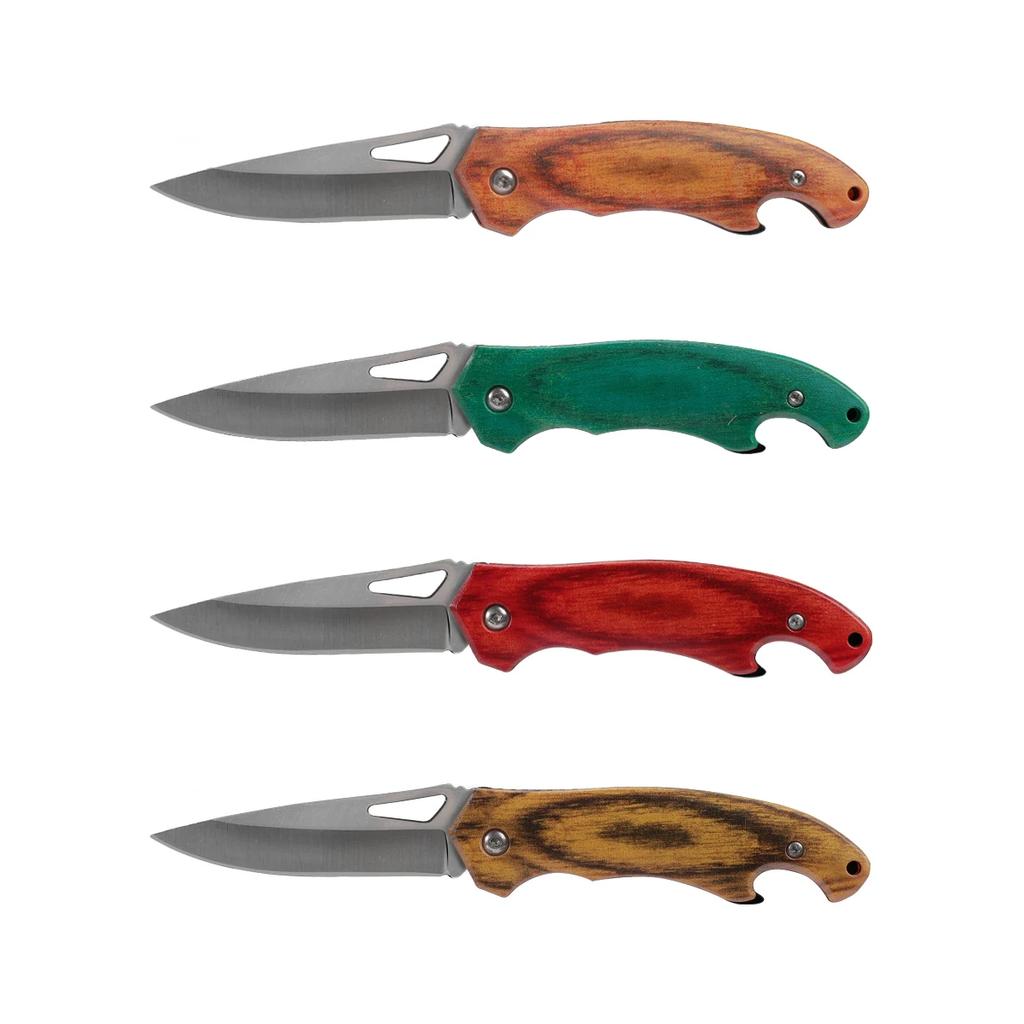 High Hardness Mini Folding Survival Outdoor Folding Knife Wood Grain Handle Keychain Multifunctional EDC Portable and Safe