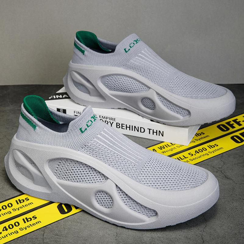 Fashion Men Shoes Comfortable Sneakers Breathable For Man Tennis Sports Running Shoes Outdoor Grey Weave Women Fashion Slip-on Gym Shoes