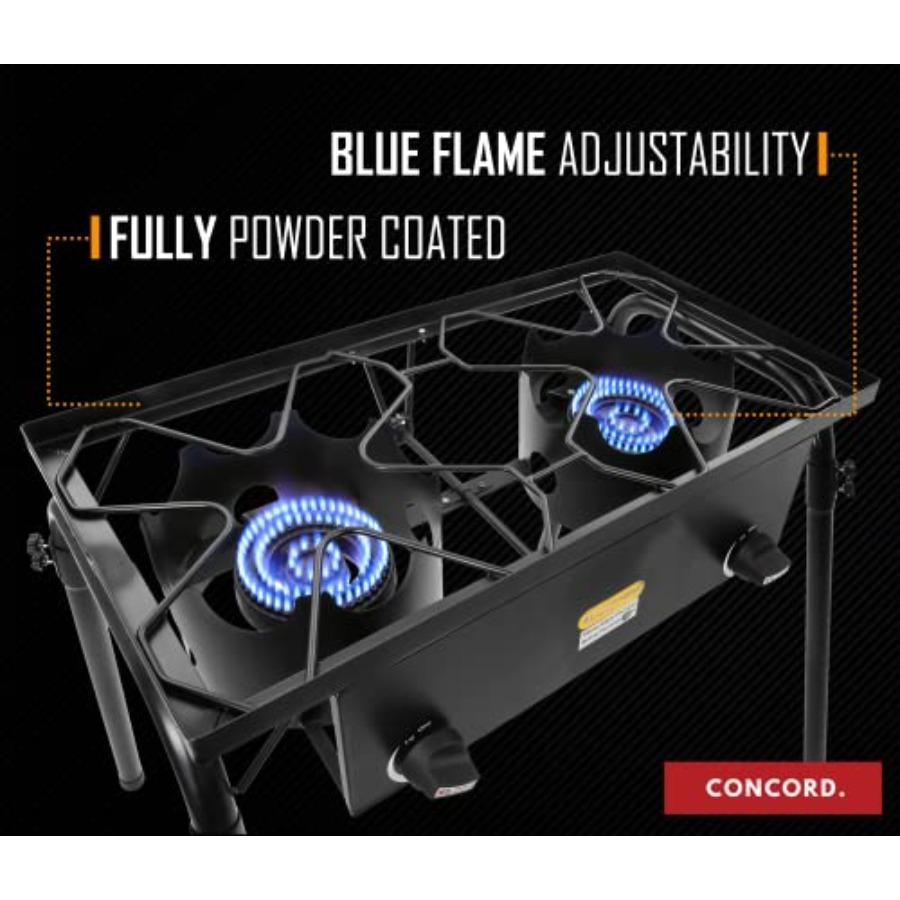Outdoor 2 Burner Camping Stove with Double Propane Burner for Cooking/Home Brewing/Making Sauce Stainless Steel Silver High Hea