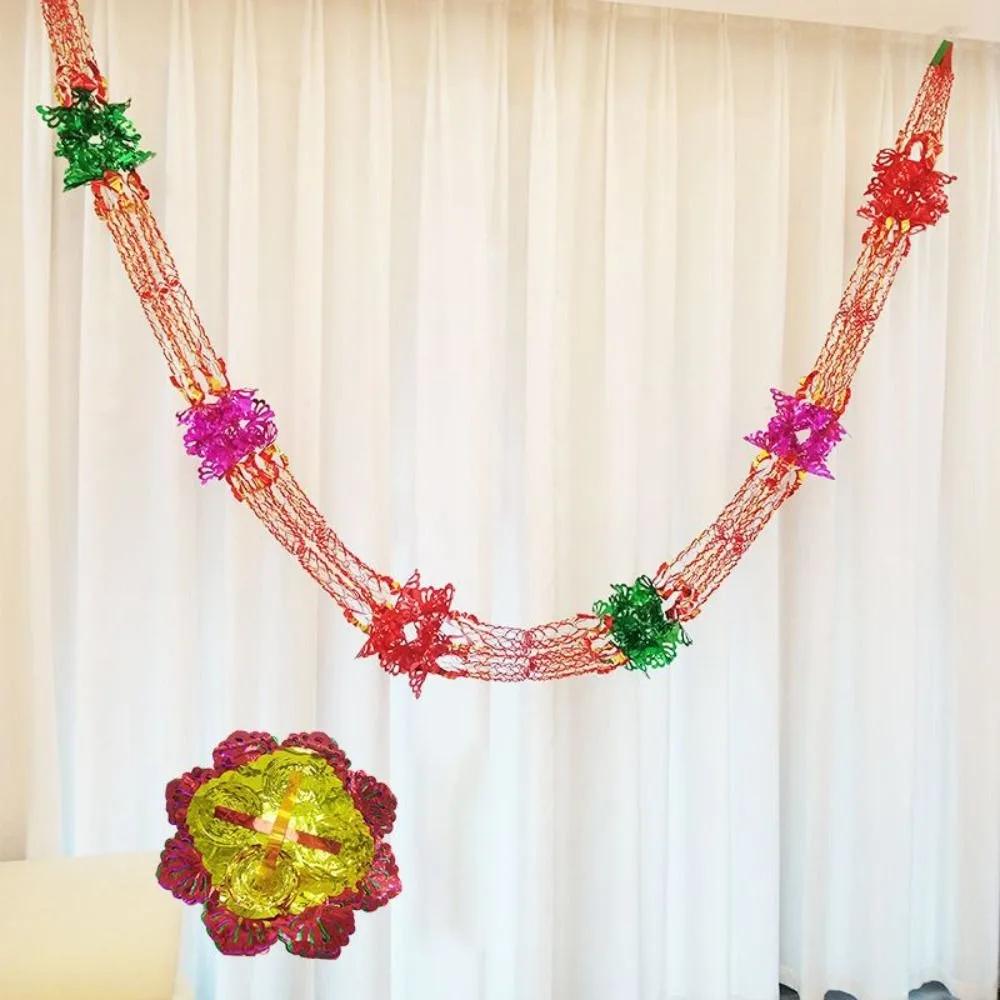 2/4/8Pcs Multi Colour Ornaments Party Supplies Christmas Decor Ceiling Wreath Metalic Foil Garland Hanging Decoration