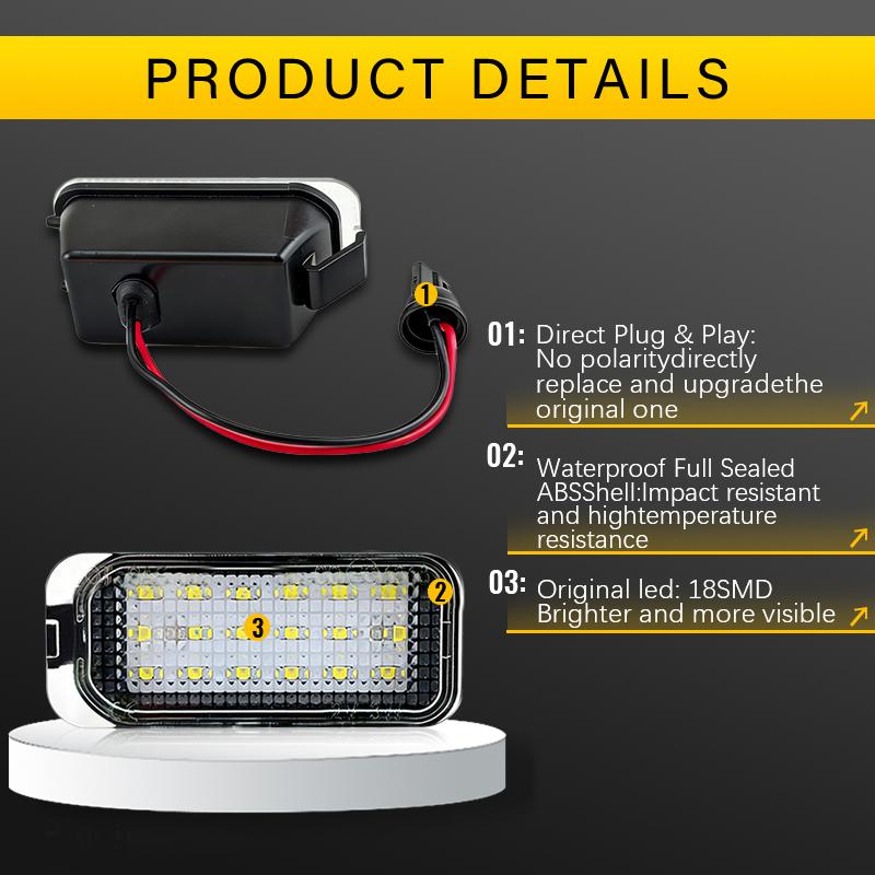 2Pcs License Plate Light for Ford KUGA S MAX MONDEO MK4 MK5 MK2 FIESTA 2008-2019 FOCUS Ford Jaguar XJ XF LED Number Signal Light