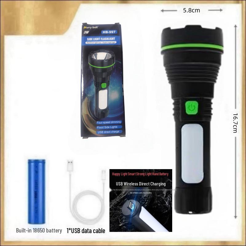 Cross-Border Telescopic Zoom Type-C Rechargeable P50 LED Flashlight with Strong Light & Power Bank Function for Outdoor Use