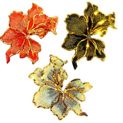 1PC Kleid Zubehör Tasche Dekor Blume Streifen Pailletten Blume Stickerei Patches DIY Nähen