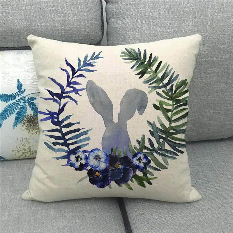 Easter Decor Pillow Covers 45x45cm Cartoon Bunny Eggs Printed Cushion Cover Spring Holiday Party Decorative Pillowcase for Couch