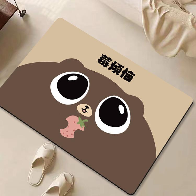 Cartoon Funny Soft Diatom Mud Bathroom Floor Mat Toilet Door Absorbent Mat Household Door Non-slip Mat