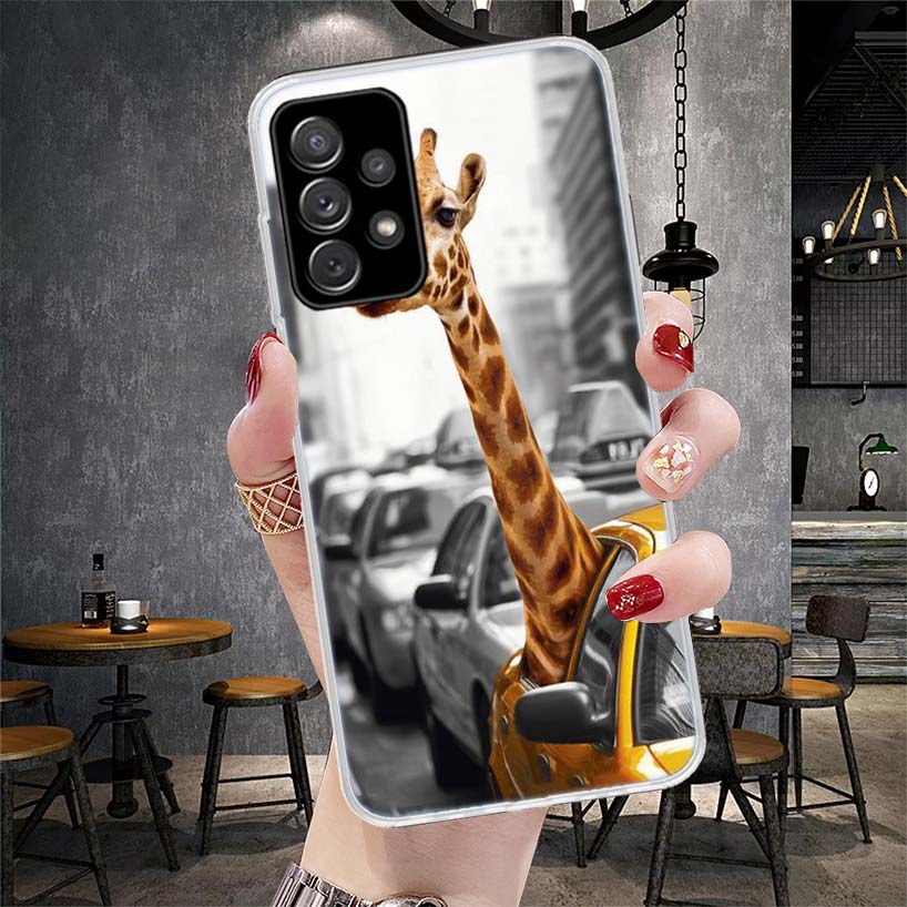 Cute Cartoon Giraffe Animal Soft Phone Case For Samsung Galaxy A12 A22 A32 A52 A72 A02S A51 A50S A71 A70 A31 A20S Note 20 Ultra