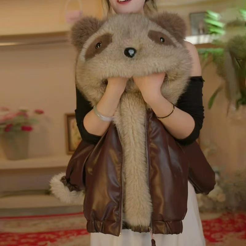 2025 Unisex Kids Panda Faux Fur Coat: Stylish Autumn/Winter Plush Hooded Jacket