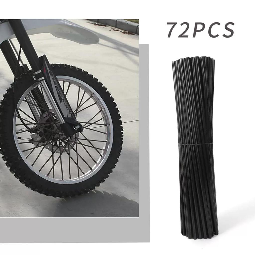 Spork Set 72 Pc Set Motorcycle/Bicycle Spoke Guard PE Material High Heat Resistant for Wheels Soft Durable Black