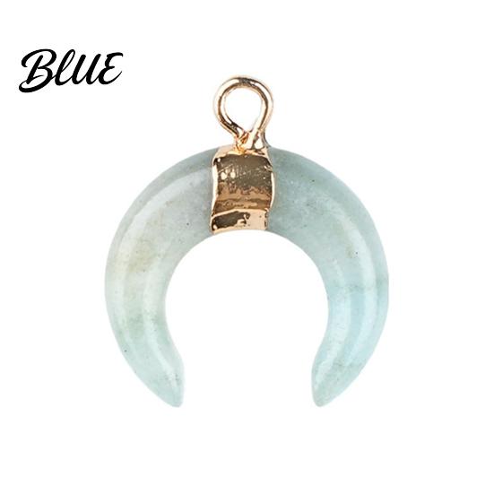 DIY Pendant Charm Gold-Plated Edging Crescent Horn Design Natural Imitation