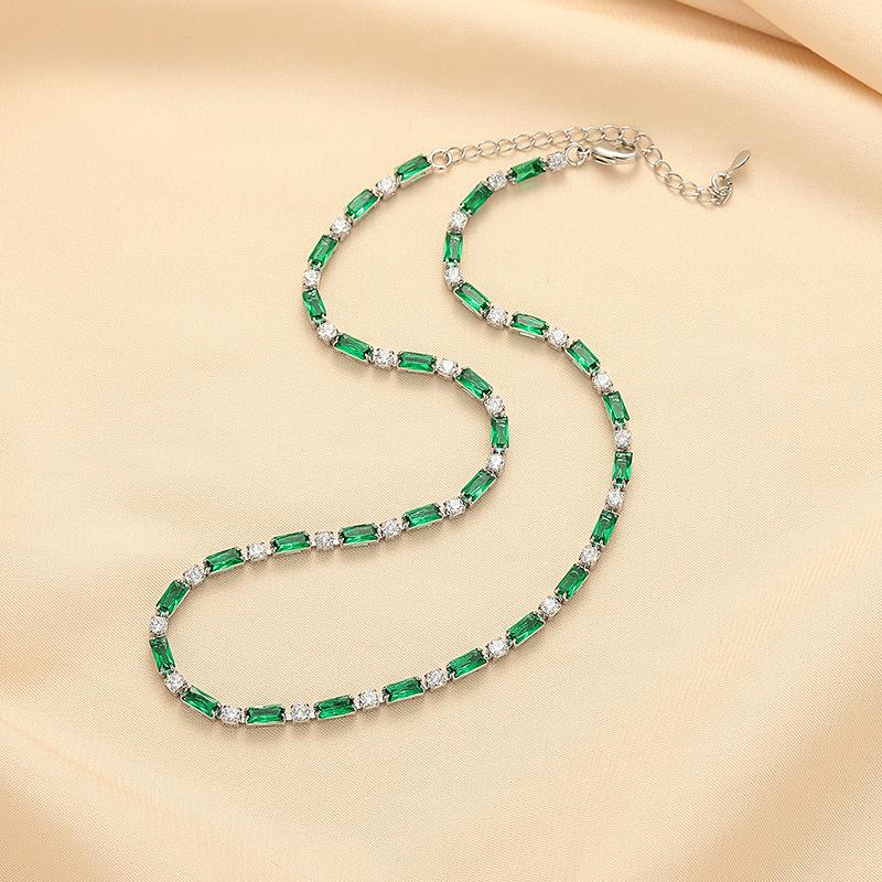 Green Square Necklace, Retro and Sweet